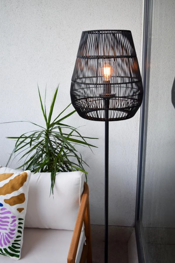 Lucide NERIDA - Lámpara de suelo Dentro/Fuera - Ø 35 cm - 1xE27 - IP44 - Negro - ambiente 1